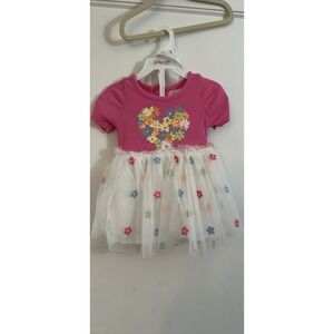 Nannette Baby Girl Pink Floral Heart Tulle Tutu Dress with Headband 12M NEW